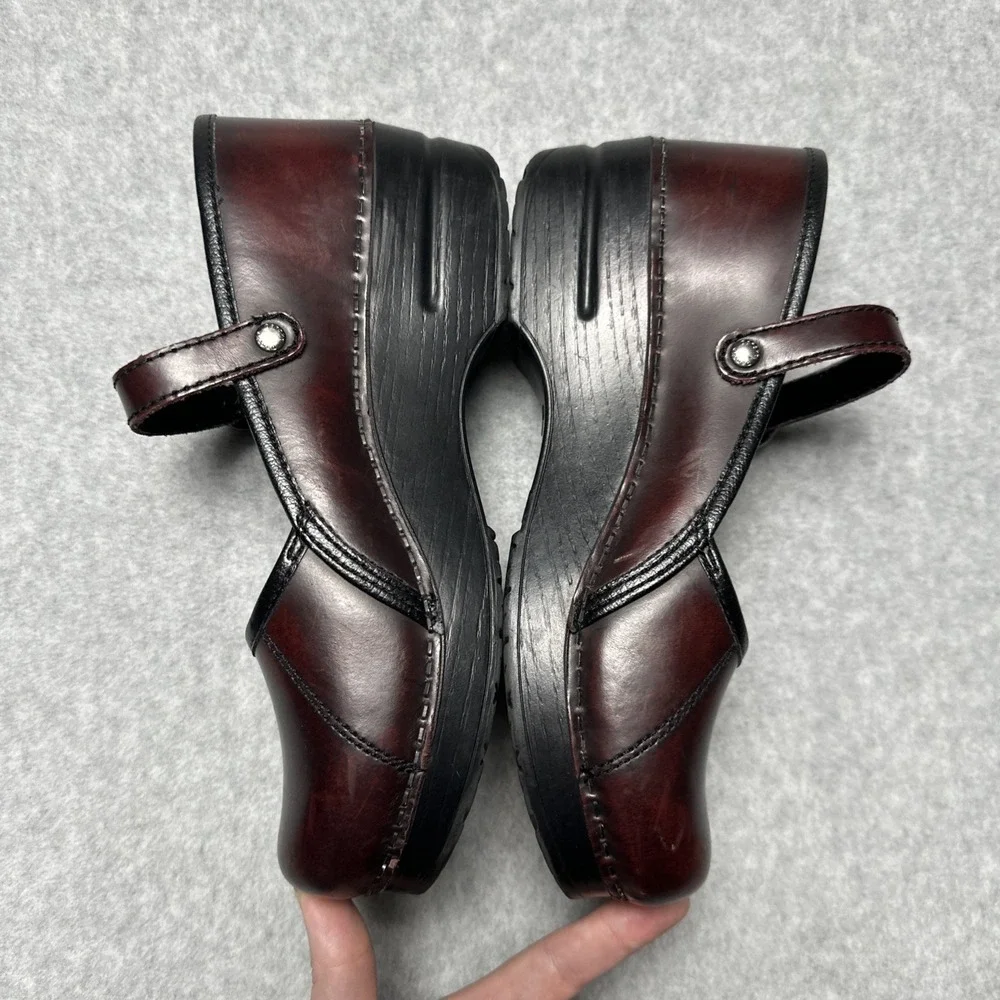Dansko Clogs Burgundy Brown Leather Shoes Size 38 US size 7.5-8 - Picture 3 of 7